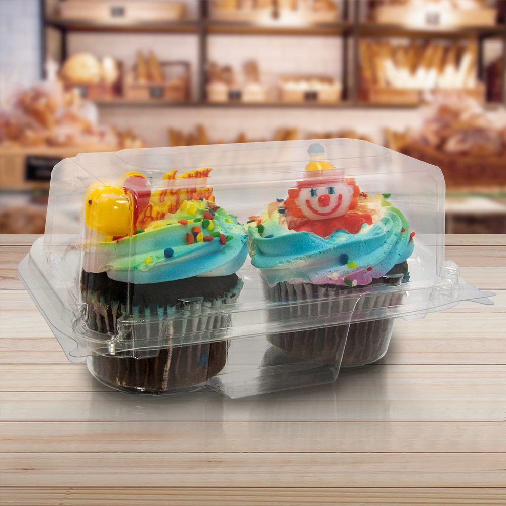 Baker's Mark 2-Compartment Clear OPS Plastic Cupcake / Muffin