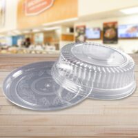 16 inch Clear Flat Elegant Trays with Lid - 25 Pack (370153)