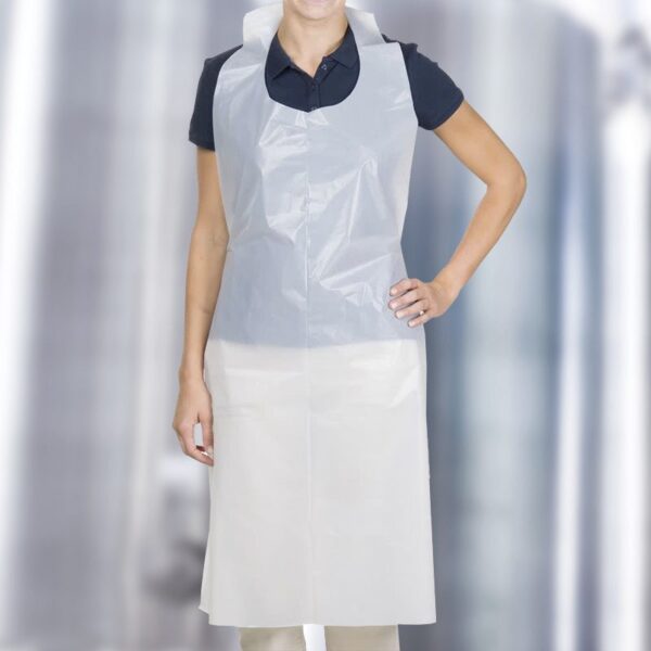 Plastic White Apron 28 x 46 inch Individually wrapped - 100 Pack (130021)