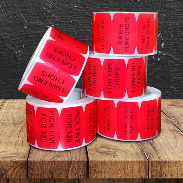 Custom Red Day-Glo Label - 1 roll of 500 (950000)