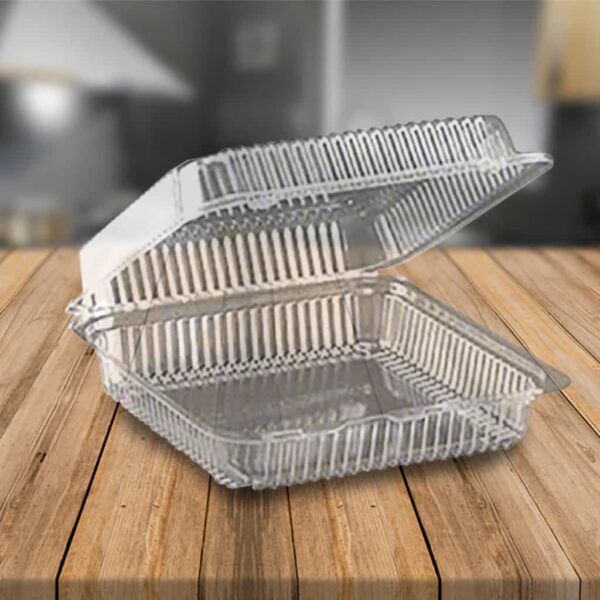 Large Hinged Square Cake Container 8.5 x 9 x 3 in - 300 Pack (260695)