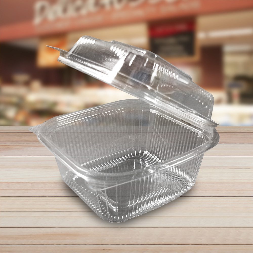 9" x 5" x 3" Clear Hinged Lid Plastic Container 250-Pack 