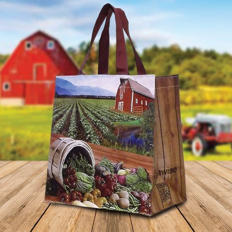 Tote Bags Farm with Barn Shopping Bag 100 per case