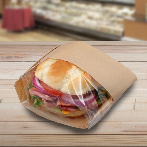 Sandwich Bag Kraft with Window for Medium Round - 500 Pack (100399)