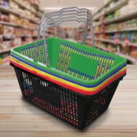 Rainbow Jumbo Plastic Shopping Baskets with sign and stand - 12 Pack (88-700015)