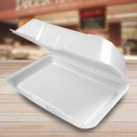 Styrofoam Container with hinged lid (Perforated) - 200 Pack (260109)