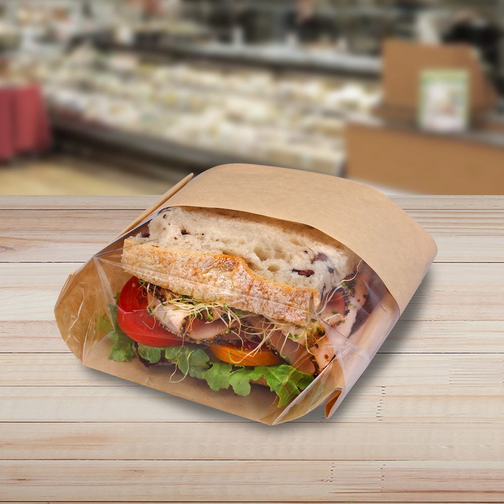 Qty 100 Fit LARGE Sandwich Waxed Kraft Paper Deli Sandwich Bags 10" x 7" x 3" 