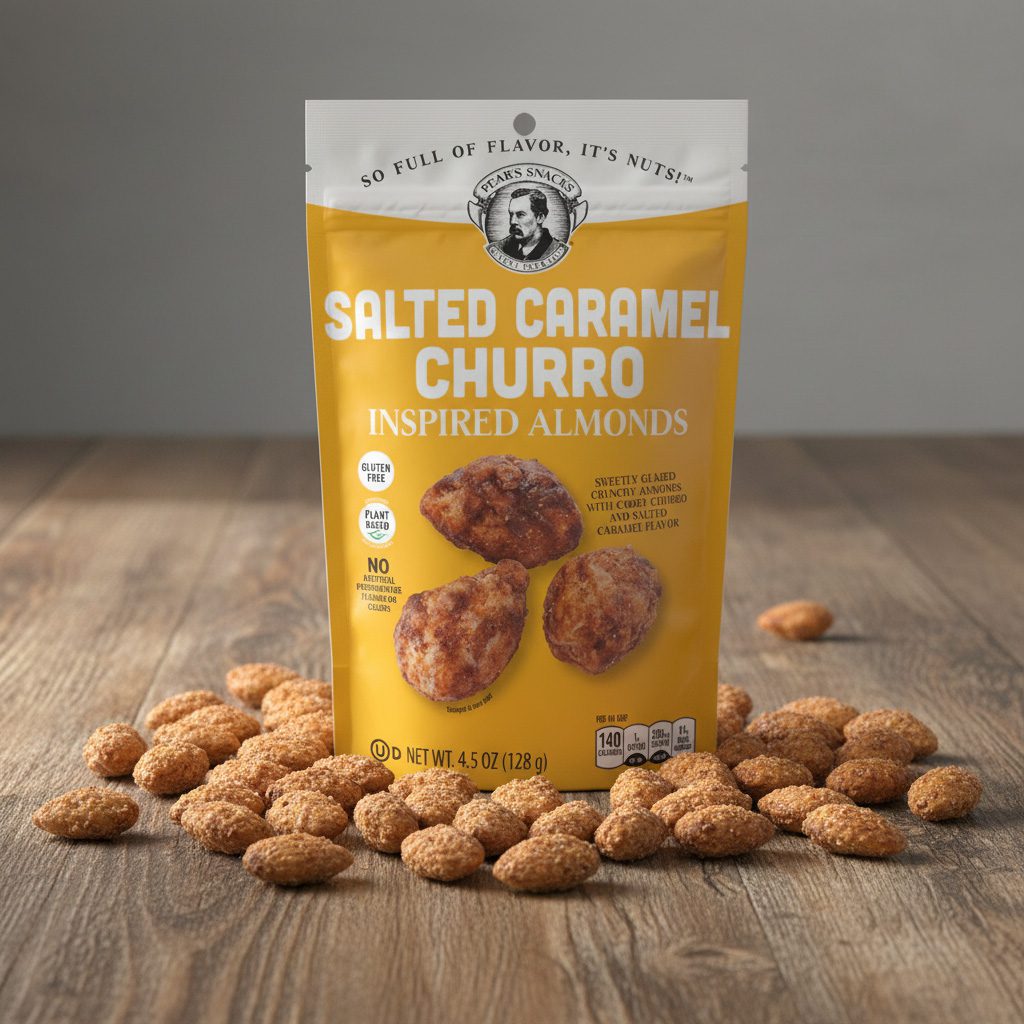 47222-Pears-Salted-Caramel-Churro-Almonds Pear's Salted Caramel Churro Almonds 4.5 oz. bag 6 per case