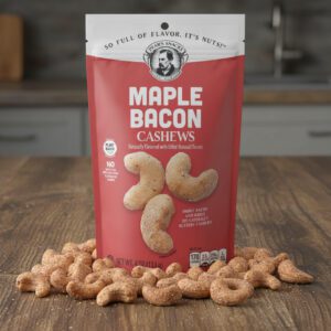 Maple Bacon Cashews 4oz bag 6 per case