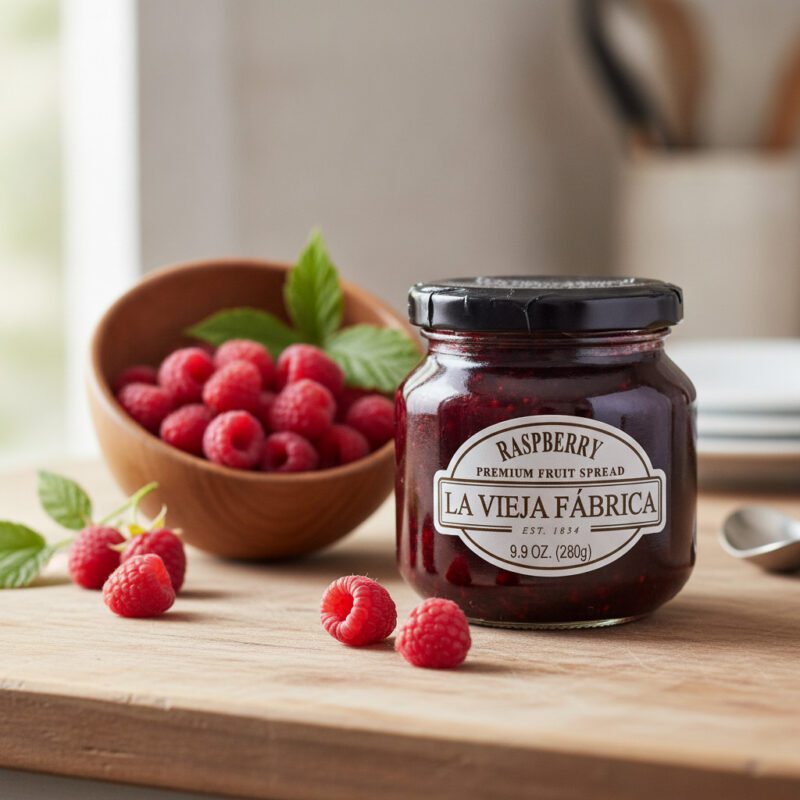 47695-La-Vieja-Fabrica-Fruit-Spread-Premium-Raspberry La Vieja Fabrica Fruit Spread Premium Raspberry Jam 9.9 oz. jar in a 8 pack