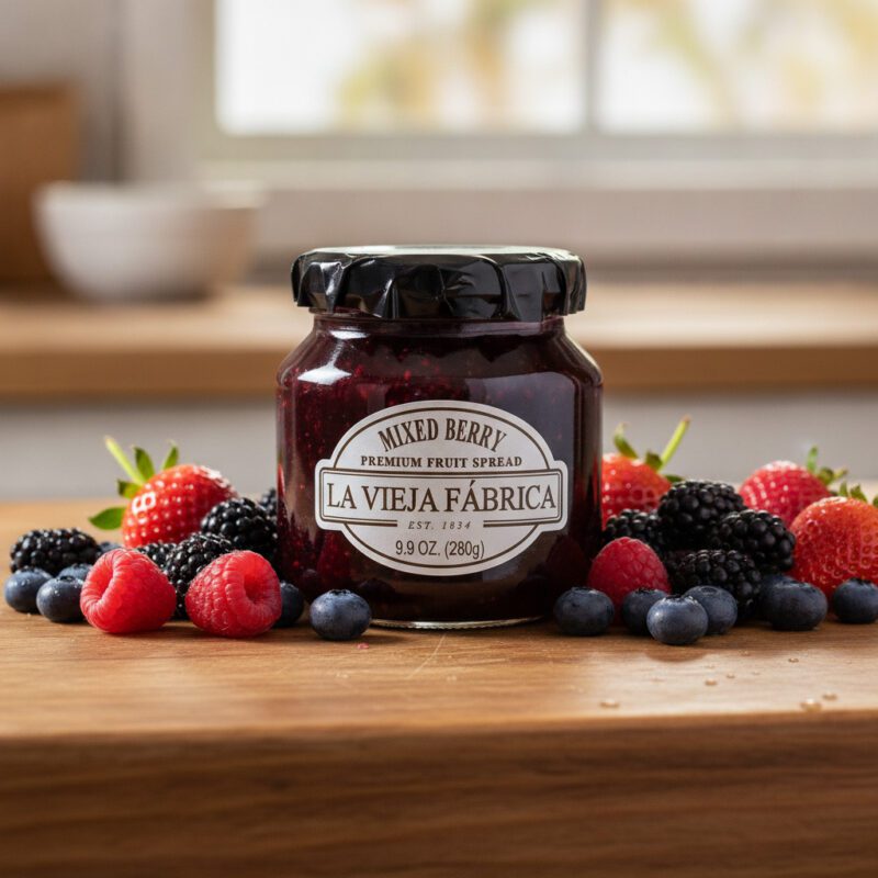 La Vieja Fabrica Fruit Spread Premium Mix Berry Jam 9.9 oz. jar in a 8 pack