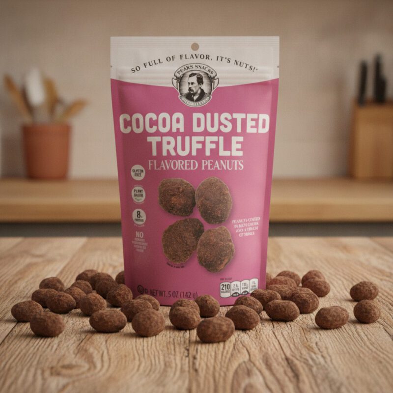48049-Cocoa-Dusted-Truffle-Flavored-Peanuts Cocoa Dusted Truffle Flavored Peanuts in 5 ounce bag 6 bags per case