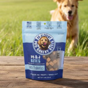 Pro Bakery Bites Doggie Treats PB&J Blueberry Flavor 8oz pack of 12