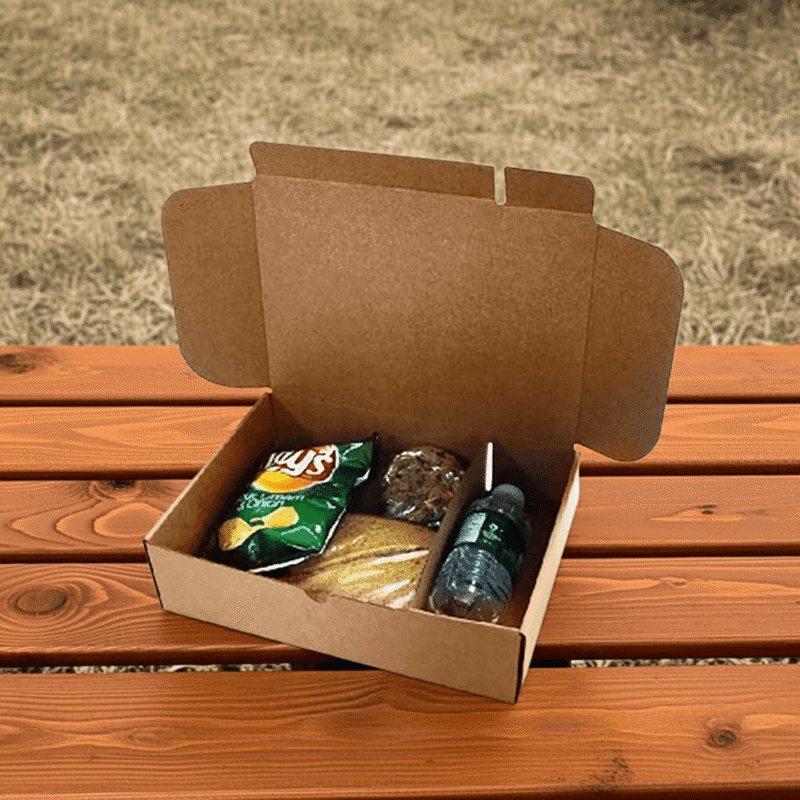 Lunch Box Corrugated Box on table