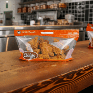 Fried Chicken Bags for 12-Pieces with Handle on deli counter