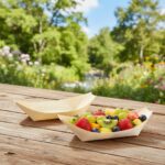 large wooden food boat 12oz with fruit inside