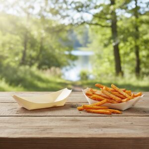 Medium Wood Food Boat with fries inside