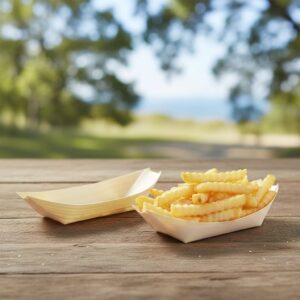 medium wooden food boat 5oz with fries inside