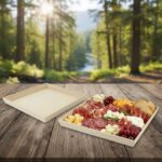 Heavy Duty Wooden Tray 12x12x1-1/2 inch show with deli meats and cheese inside