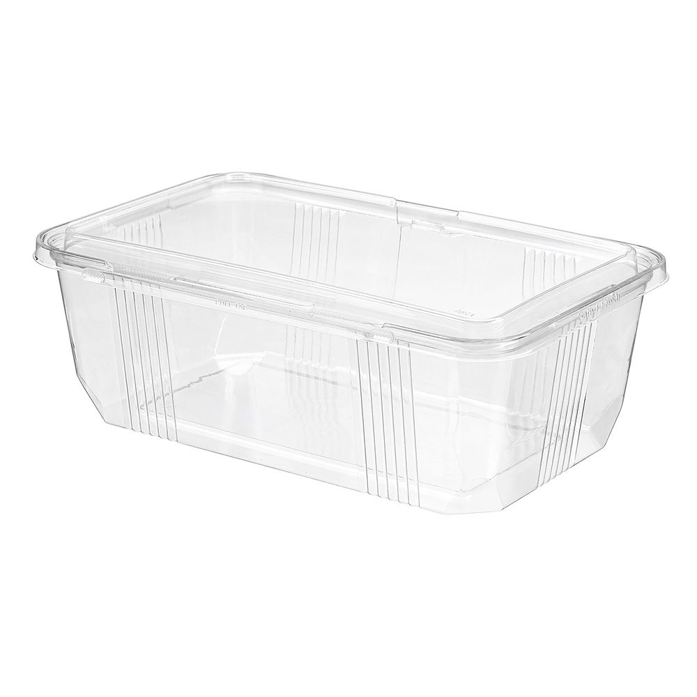 Restaurantware Tamper Tek 13 Ounce Rectangle Take Out Containers, 100 Durable Carryout Containers - Tamper-Evident, Freezable, Clear Plastic To-Go
