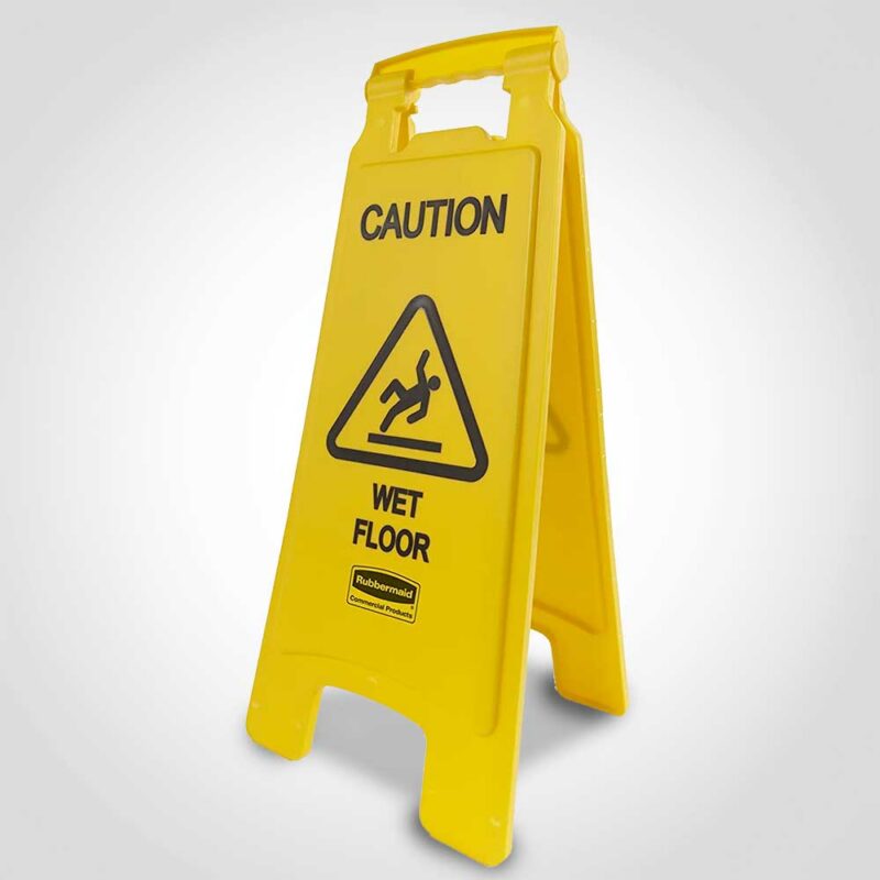 200100 Caution Wet Floor Sign Yellow Double Sided 26” Tall