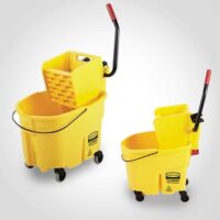 Mop Bucket With Side Wringer Includes Wave Break Baffles in Bucket