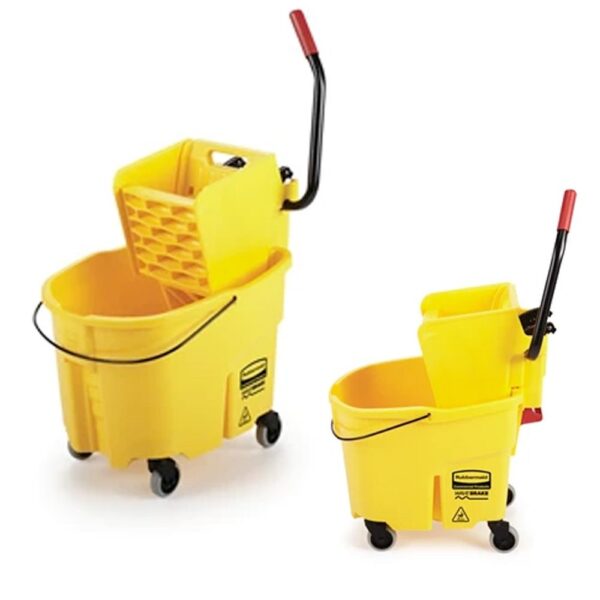 Mop Bucket With Side Wringer Includes Wave Break Baffles in Bucket (200109)