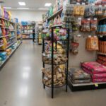 Black 3 Tier Circular Wire Dump Bin shown in pet store
