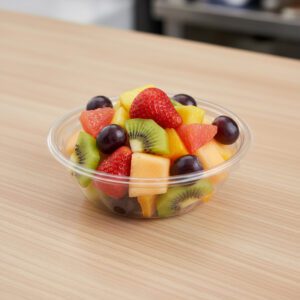 Fresh Serve EZ Seal 8oz Bowl 480 in each case shown with fruit
