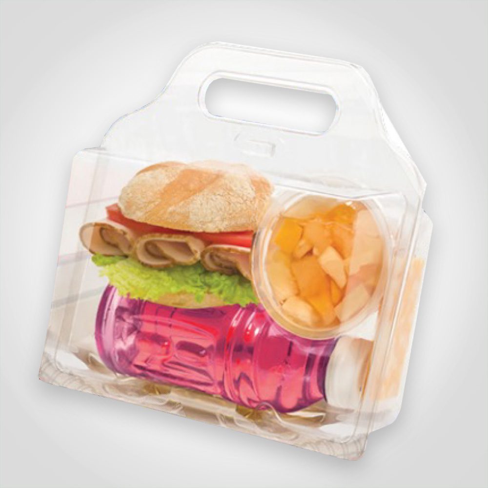 Disposable Lunch Box with Handle with Button Snap Closure
