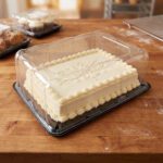 Quarter Sheet Cake Container with Fluted Lid and Black Base