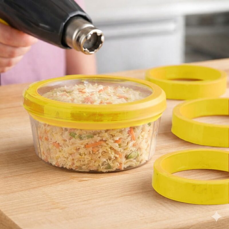 261104 Yellow Shrink Bands in use Yellow Shrink Bands in use on deli container