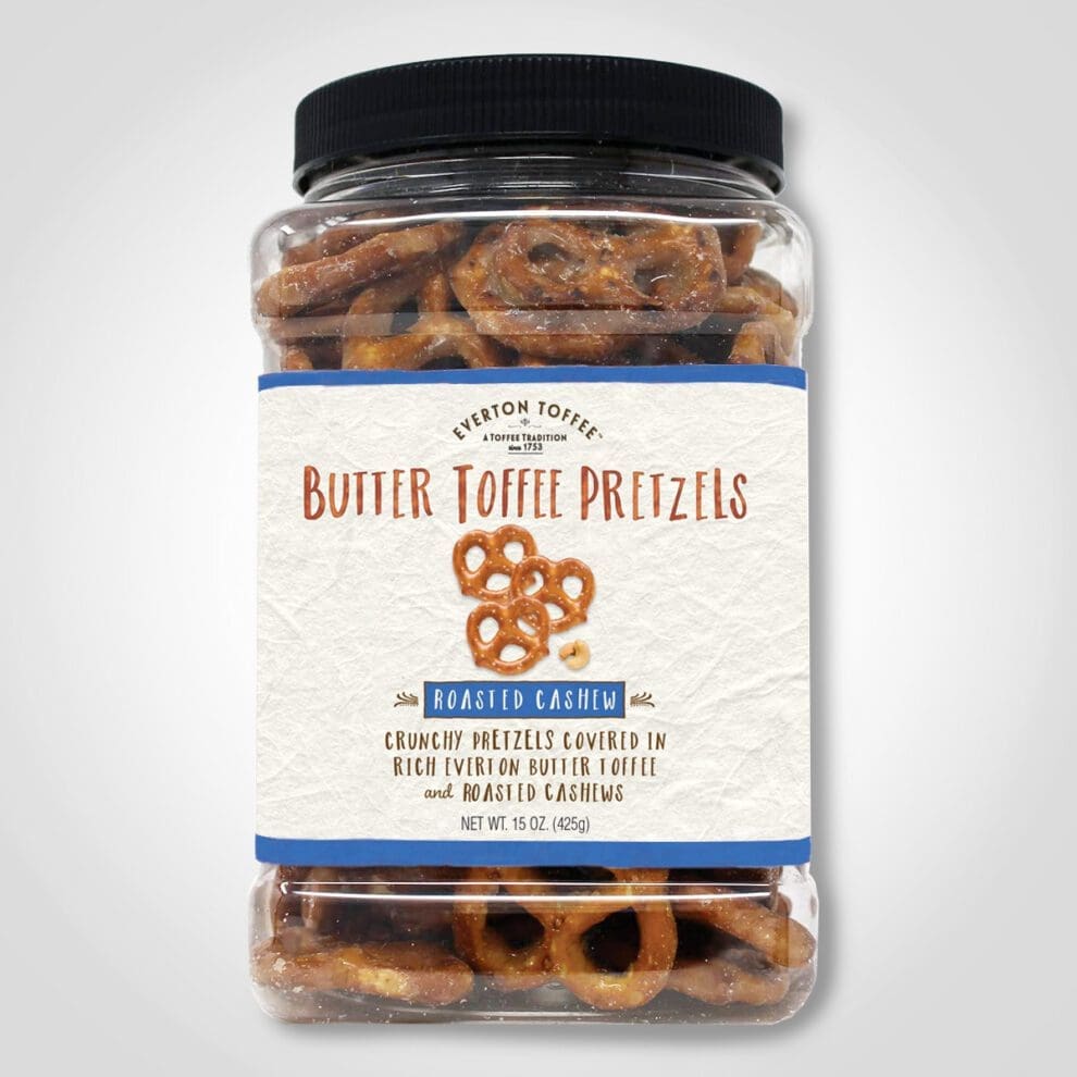 Candied Coated Pretzels Everton Cashew Butter Toffee Pretzels Jar