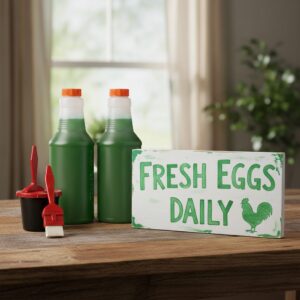 green sign making ink in 2 16oz bottles and a 1 inch foam brush for painting signs