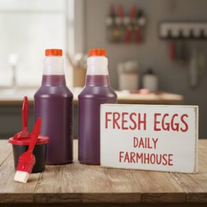 red sign making ink in 2 16oz bottles and a 1 inch foam brush for painting signs