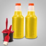 Sign making kit with yellow ink and brushes