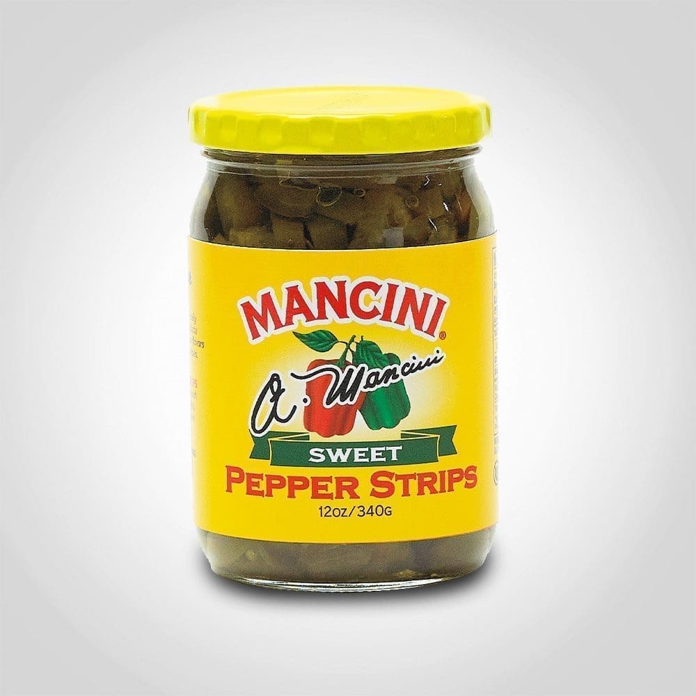 Mancini Sweet Bell Pepper Strips 12oz Jar – 12 PACK (49917) 1 Mancini Sweet Bell Pepper Strips 12oz Jar - 12 PACK (49917)