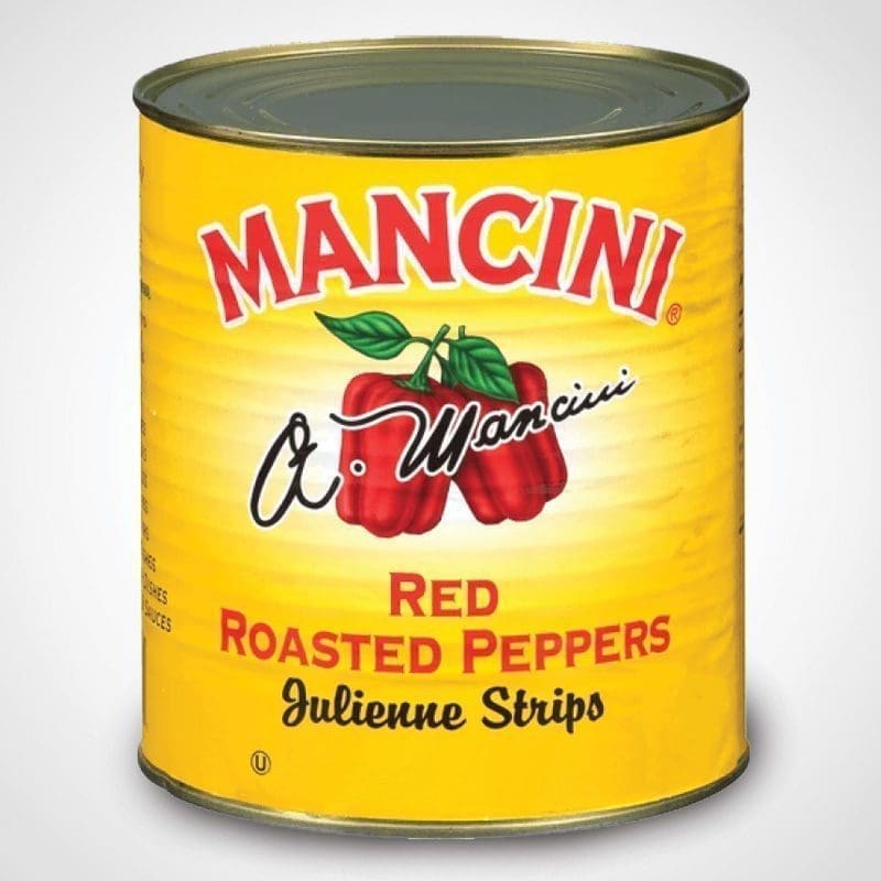 Mancini Roasted Sweet Red Peppers Julienne Strip 28oz Can 12 PACK