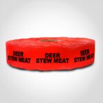 deer stew meat stickers on a roll of labels