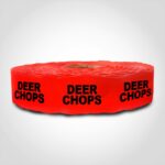 deer chops sticker on a roll of labels