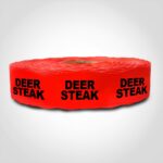deer steak sticker on a roll of labels