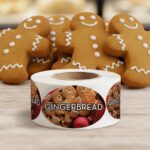 Gingerbread Label Bakery Flavor Stickers on a roll of 500 stickers