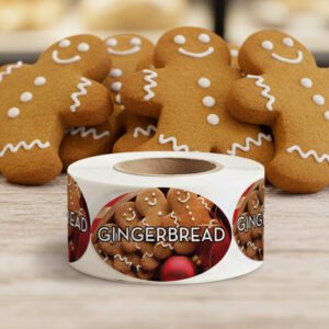 Gingerbread Label Bakery Flavor Stickers on a roll of 500 stickers