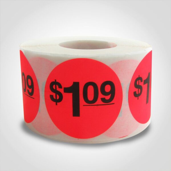 $1.09 Pricing Label - 1 roll of 500 (500010)