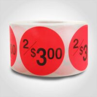 2/$3.00 Pricing Label - 1 roll of 500 (500265)