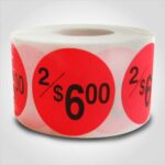 2 for $6.00 pricing label sticker