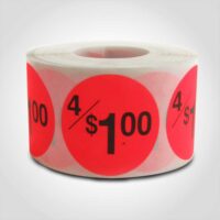 4/$1.00 Pricing Label - 1 roll of 500 (500614)