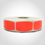 blank label with red background on roll of stickers