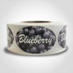 blueberry label with blueberries in background sticker