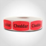 cheddar label with red background sticker